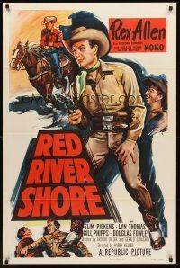 3e776 RED RIVER SHORE 1sh '53 cool full-length artwork of cowboy Rex Allen pointing gun!
