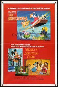 3e781 RESCUERS/MICKEY'S CHRISTMAS CAROL 1sh '83 Disney package for the holiday season!