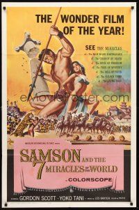 3e804 SAMSON & THE 7 MIRACLES OF THE WORLD 1sh '62 Maciste Alla Corte Del Gran Khan, sexy art!