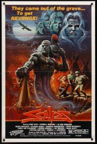 3e810 SCALPS 1sh '83 Kirk Alyn, Native American horror, out of the grave for revenge!