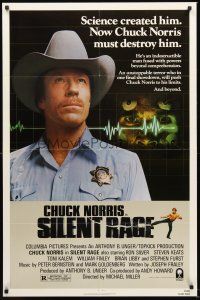 3e828 SILENT RAGE 1sh '82 science created him, now Chuck Norris must destroy him!