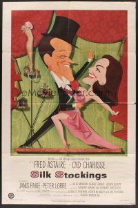 3e829 SILK STOCKINGS 1sh '57 musical version of Ninotchka with Fred Astaire & Cyd Charisse!