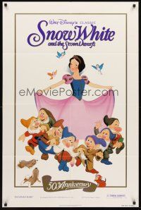 3e844 SNOW WHITE & THE SEVEN DWARFS 1sh R87 Walt Disney animated cartoon fantasy classic!