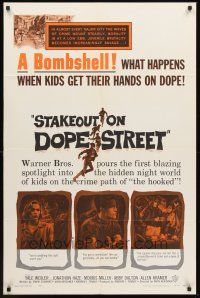 3e860 STAKEOUT ON DOPE STREET 1sh '58 this is what happens when kids get their hands on dope!