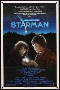 3e872 STARMAN 1sh '84 John Carpenter, close-up of alien Jeff Bridges & Karen Allen!