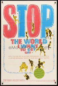 3e875 STOP THE WORLD I WANT TO GET OFF 1sh '66 Tony Tanner & Millicent Martin in Saville musical!