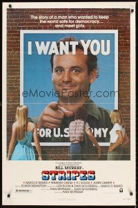 3e879 STRIPES style A 1sh '81 Ivan Reitman classic military comedy, Bill Murray wants YOU!