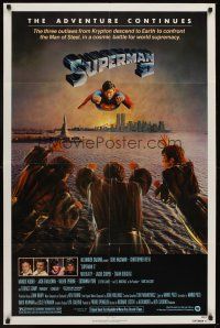 3e887 SUPERMAN II 1sh '81 Christopher Reeve, Terence Stamp, great artwork over New York City!