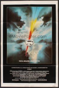 3e886 SUPERMAN 1sh '78 comic book hero Christopher Reeve, Bob Peak title artwork!
