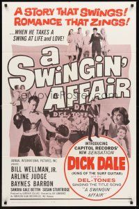 3e894 SWINGIN' AFFAIR 1sh '63 Bill Wellman, Jr, Arline Judge, boxing and rock & roll!