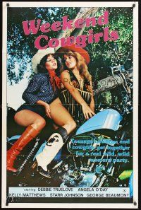 3e976 WEEKEND COWGIRLS 1sh '83 Ray Dennis Steckler, Debbie Truelove, sexy girls on Harley!
