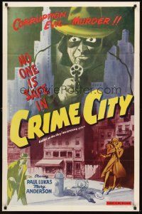 3e980 WHISPERING CITY 1sh R52 Helmut Dantine & Mary Anderson, no one is safe in Crime City!