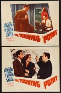 3f994 TURNING POINT 2 LCs '52 William Holden, Edmond O'Brien, Alexis Smith, film noir!