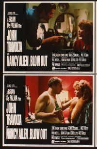 3f198 BLOW OUT 8 LCs '81 John Travolta, Brian De Palma, murder has a sound all of its own!