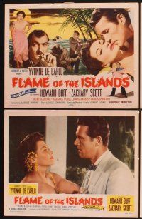 3f323 FLAME OF THE ISLANDS 8 LCs '55 great images of sexy Yvonne De Carlo & Howard Duff!