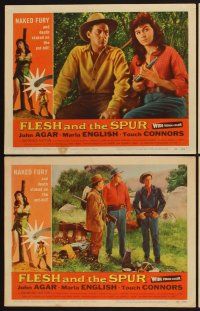 3f325 FLESH & THE SPUR 8 LCs '56 John Agar, sexy Marla English, Mike Connors!