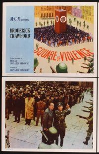 3f711 SQUARE OF VIOLENCE 8 LCs '63 Broderick Crawford in WWII Nazi Germany, wild images!