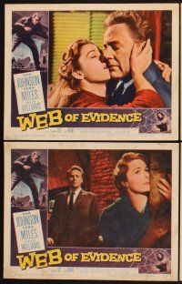 3f837 WEB OF EVIDENCE 8 LCs '59 Cronin's Beyond This Place, Van Johnson & Vera Miles in England!
