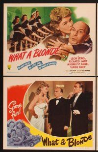 3f838 WHAT A BLONDE 8 LCs '45 Leon Errol with too many gals, too little gas, but loads of laughs!