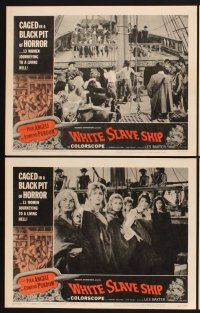 3f851 WHITE SLAVE SHIP 8 LCs '62 L'ammutinamento, sexy women caged in a black pit of horror!