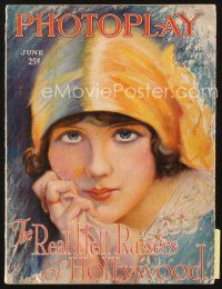 3g095 PHOTOPLAY magazine June 1927 colorful artwork portrait of Mary Brian by Charles Sheldon!