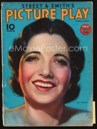 3g072 PICTURE PLAY magazine February 1934 art portrait of smiling Kay Francis by Albert Fisher!