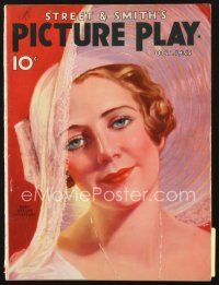3g068 PICTURE PLAY magazine October 1933 wonderful artwork portrait of Ruby Keeler by Tchetchet!