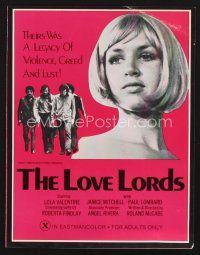 3g187 LOVE LORDS pressbook '60s sexy Lola Valentine in a legacy of violence, greed, and lust!
