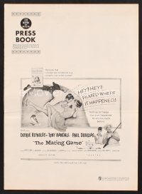 3g194 MATING GAME pressbook '59 Debbie Reynolds & Tony Randall are fooling around in the hay!