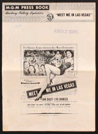 3g196 MEET ME IN LAS VEGAS pressbook '56 sexy full-length showgirl Cyd Charisse in skimpy outfit!