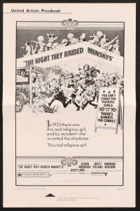 3g211 NIGHT THEY RAIDED MINSKY'S pressbook '68 Frank Frazetta art of huge crowd raided by cops!