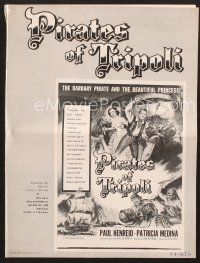 3g222 PIRATES OF TRIPOLI pressbook '54 swashbuckler Paul Henreid & beautiful queen Patricia Medina