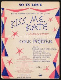 3g127 KISS ME KATE stage play sheet music '48 Broadway, Cole Porter, So In Love!