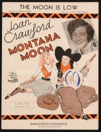 3g130 MONTANA MOON sheet music '30 art and photo of young Joan Crawford, The Moon is Low!