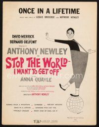 3g135 STOP THE WORLD I WANT TO GET OFF stage play sheet music '62 Once in a Lifetime!