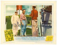 3h135 AFRICAN QUEEN LC #6 '52 Humphrey Bogart on ship about to be hung, directed by John Huston!