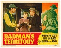 3h161 BADMAN'S TERRITORY LC '46 cuffed Randolph Scott in confrontation with sheriff & Ann Richards!