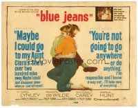 3h012 BLUE DENIM int'l TC '59 c/u of Carol Lynley & Brandon DeWilde, teen pregnancy, Blue Jeans!