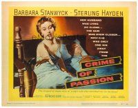 3h018 CRIME OF PASSION TC '57 sexy Barbara Stanwyck reaches for gun to shoot Sterling Hayden!