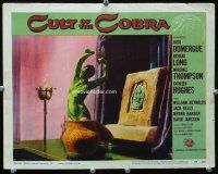 3h277 CULT OF THE COBRA LC #4 '55 wacky image of snake woman rising from basket on altar!
