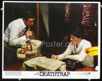 3h293 DEATHTRAP LC #2 '82 Michael Caine talks to seated Christopher Reeve!