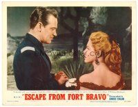 3h340 ESCAPE FROM FORT BRAVO LC #3 '53 Eleanor Parker tells William Holden she can be trouble!