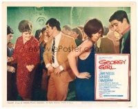 3h384 GEORGY GIRL LC #1 '66 close up of Alan Bates dancing with lady at crowded party!