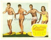 3h390 GIDGET GOES HAWAIIAN LC '61 best image of top four stars posing in swimsuits on surfboards!