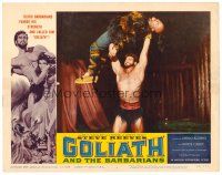 3h400 GOLIATH & THE BARBARIANS LC #1 '59 c/u of Steve Reeves holding his enemy over his head!