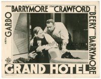 3h405 GRAND HOTEL LC #7 R50s close up of Wallace Beery confronting Lionel Barrymore!