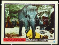 3h423 HANNIBAL LC #7 '60 Edgar Ulmer, close up of elephant about to crush man!