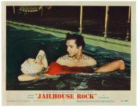 3h488 JAILHOUSE ROCK LC #7 '57 close up of Elvis Presley swimming with lovely Jennifer Holden!
