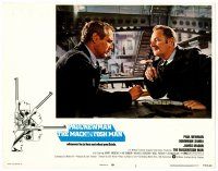 3h545 MACKINTOSH MAN LC #5 '73 c/u of Paul Newman playing dominos, directed by John Huston!