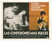 3h575 MOST GENTLE CONFESSIONS Spanish/U.S. LC '71 naked man handcuffed to beautiful naked woman!